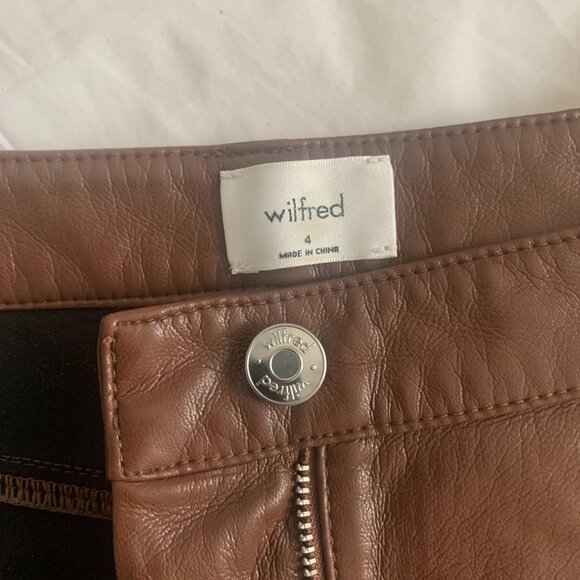 Aritzia Wilfred Melina Brown Vegan Leather Straight Leg Pants size 4 - Picture 3 of 5